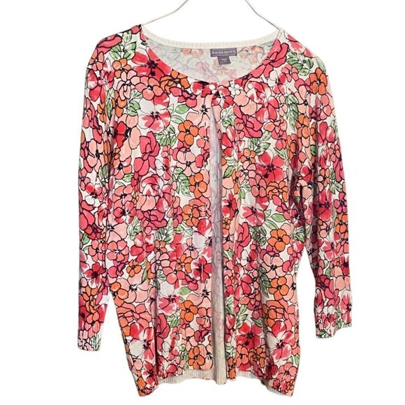 Laura Scott Floral Cardigan Sweater 3/4 Sleeves Size XL EUC - Picture 1 of 8
